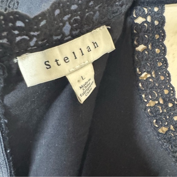 Stellah Embroidered Placement & Lace Black Dress Size Large - Picture 11 of 16